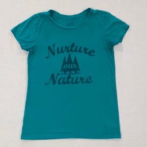 Eastern Mountain Sports women’s “nature our nature” green tee shirt size s